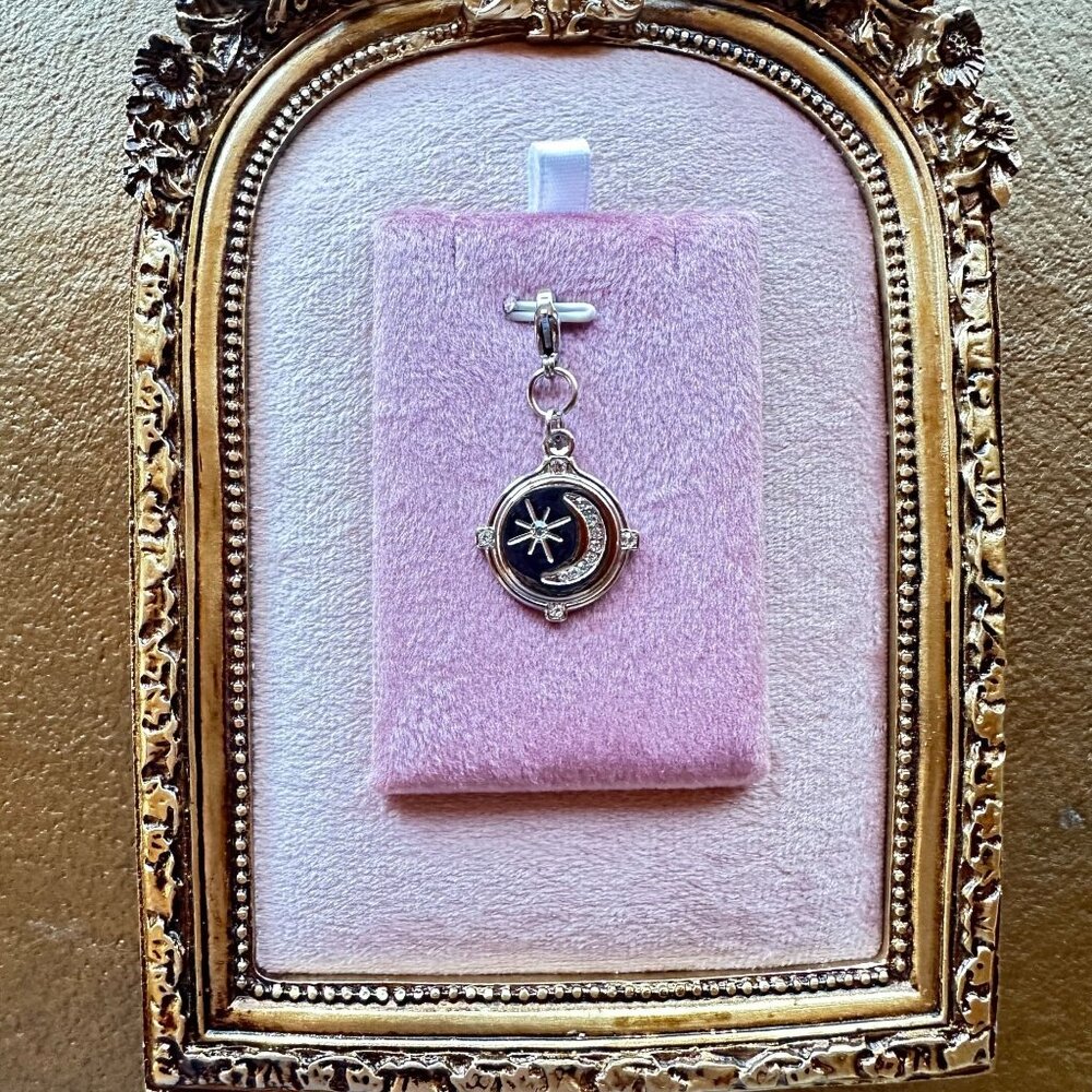 Star & Moon Stainless Steel Celestial Charm With Micro Crystals & Lobster Clasp - Picture 2 of 13